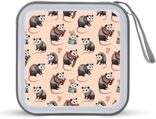 Protective 40-Disc CD/DVD Wallet Opossum Possums Possum Gifts, Hard Plastic Storage Binder with Handle, Portable Organizer for Car Office Travel