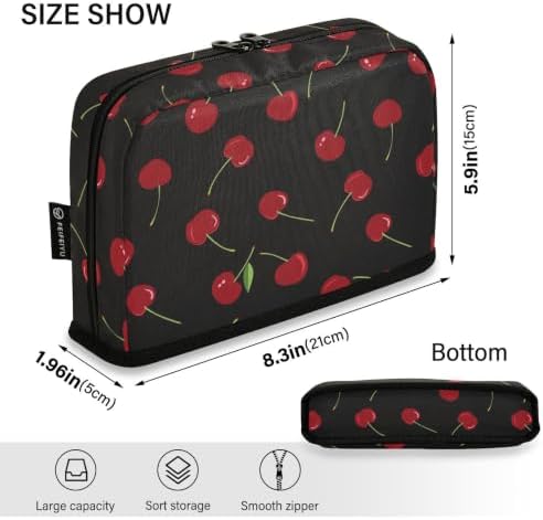 Cherry Black Pencil Case for Kids Girls Boys | Large Pencil Pouch Pen Bag Holder with Big Capacity