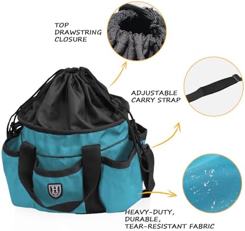 Harrison Howard Premium Horse Grooming Organizer Bag Horse Grooming Tote Bag-Teal