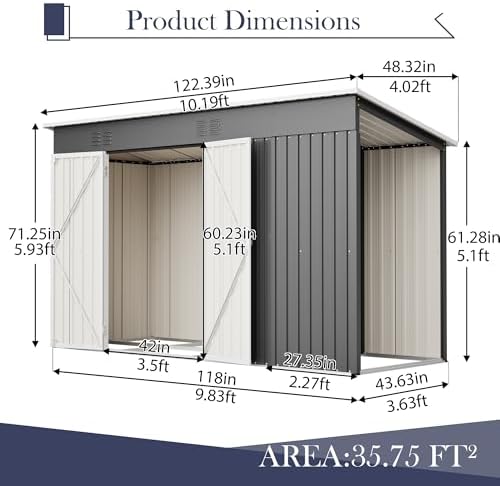 Outdoor Metal Storage Sheds Garden Cabinets 10x4 Lockable
