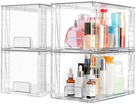 Vtopmart 4 Pack 7" and 4 Pack 4.4" Clear Assemble Storage Drawers