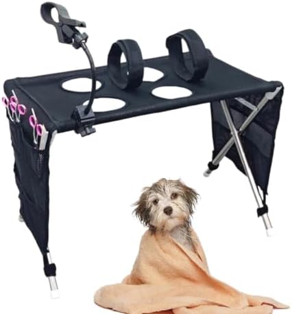 2-in-1 Foldable Pet Grooming Bed - Universal Pet Grooming Table with 6 Hole | Foldable Quick Dry Breathable Mesh Bathing Stand | Pet Grooming Hammock | For Home Bath Shower Care Haircuts Nail Trimming W