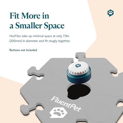 FluentPet Compact HexTiles,Accessory Dog and Cat Button Learning Kits,Can Hold Up to 6 Sound Buttons,Soft, Durable, and Non-Slip,Comes in 12 Colors (Light Gray)
