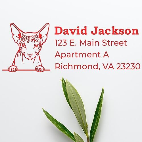 Duo Hand Stamp for Crafters & Scrapbookers, Sphynx Sphynx Cat Address Stamp, Return Stamper, Personalized Custom Mail Mark for Envelopes