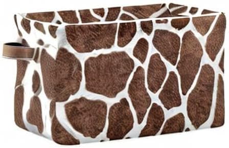 SEULIFE Animal Giraffe Print Pattern Foldable Storage Basket, Large Collapsible Organizer Storage Bin Cube Toys Storage Boxes with Handles for Bathroom Kids Nursery Closet Storage, 1 Pack