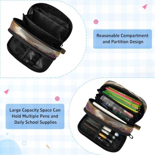 SUABO Pet Dog Oil Painting Pencil Case Large Pen Stationery Bag | Pencil Pouch Stationery Organizer with Compartments, Transparent PVC Layer, School Office Supplies for Kids Adults