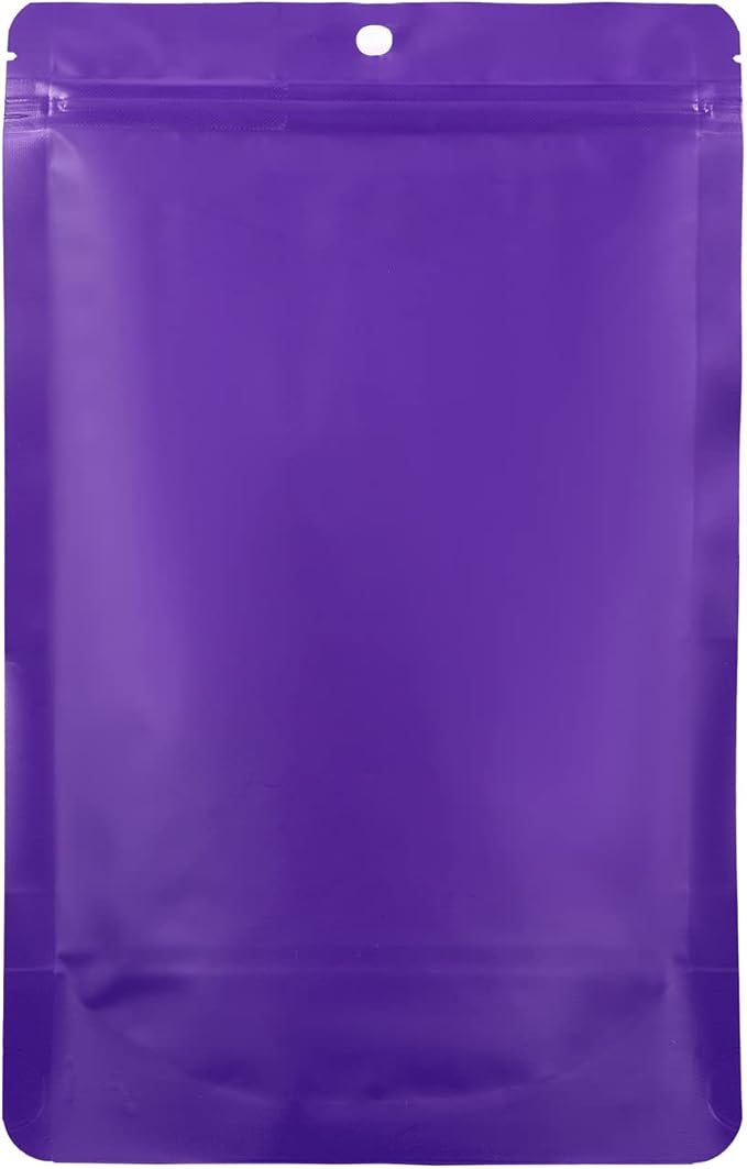 60 Pack Stand up Matte Metallic Storage Bags with Clear Front Window Heat-Sealable Resealable Solid Color Pouches for Food Storage Containers Organizer(Purple,5.9 * 8.6 inch,Pack of 60)