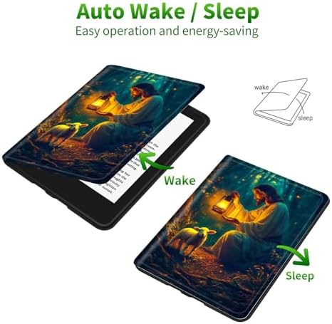 for Samsung Galaxy Tab A 8.0" 2017 SM-T380/T385 Case | Slim Leather Smart Cover with Multi-Angle Anti-Slip Stand [Auto Wake/Sleep] Shell for Women Men, Man Sheep Forest