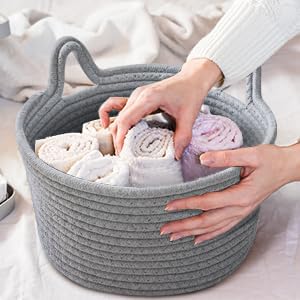 Large Cat Ears Toy Organizer, Woven Cotton Rope Basket, Decorative Nursery Bins & Boxes Gift Basket Empty for Baby Pet Toy Storage