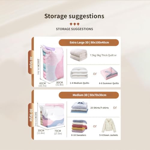 Moving Ready Vacuum Storage Bags for Bedding and Clothes Organizers for Dorm Home Travel Storage Clothes Organizers