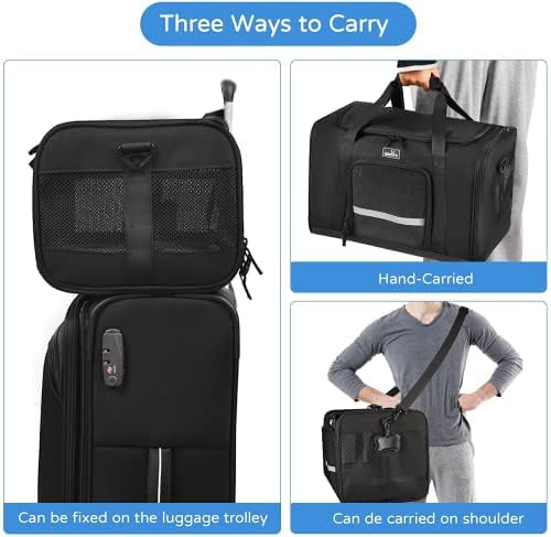 Wakytu Dog Carriers for Small Dogs, Cat Carrier Travel, Expandable, Collapsible, 900D High Density Oxford Cloth, Wear-Resisting, Anti Tearing, Reflective Tape,Safety Lock Zipper | Collapsible, 900D High Density Oxford Cloth, Wear-Resisting, Anti Tearin...