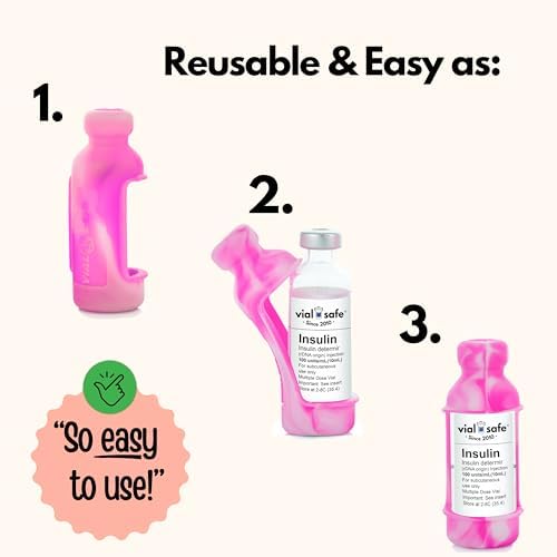VIAL SAFE Silicone Insulin Vial Protector Case Cover 2-Pack Tie Dye Pink