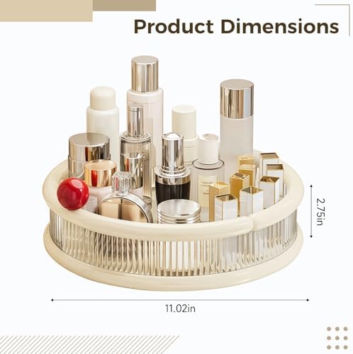 360° Rotating Vanity Organizer, Large Capacity Perfume Display Tray for Dresser, Transparent Multi functional Skincare Storage Holder, Round Countertop Cosmetic Accessory for Bathroom
