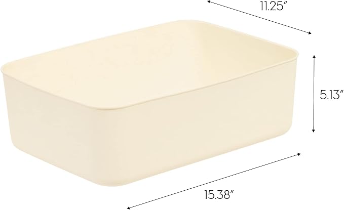 IRIS USA Storage Bins with Lids |Made in USA| Medium (4-Pack) - Off White | Modern Basket Container Boxes for Bedroom, Living Room, Kitchen, Bathroom & Closet Organization