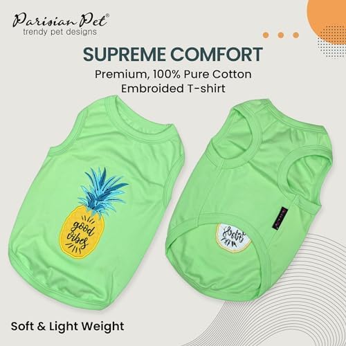 Parisian Pet Dog Shirt – 100% Cotton Shirts for Small Dogs – Tropical Sleeveless Pet Vest – Lightweight and Breathable Dogs Apparel – Cute Dog Clothes - Stretchy T Shirts for Pets