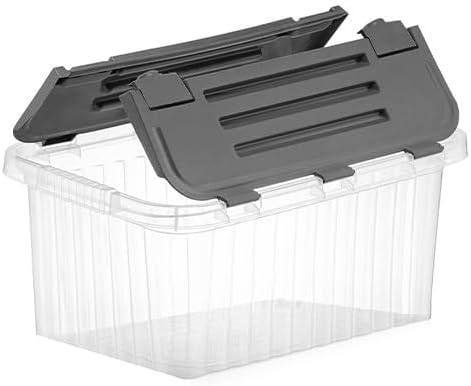 Superio Clear Storage Box with Lid, Plastic Container Bin for Organizing, Stackable Crate, BPA Free, Non Toxic, Odor Free, Organizers, 19 Quart (Bin with Hinged Lids, 17"x11.65"x8.75)