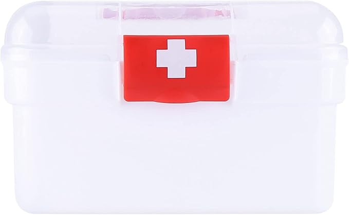Eforcase Storage Organizer - Medicine Box Plastic First Aid Box Empty - Family Emergency Kit Medication Storage Organizer with Handle Medicine Cabinet Storage Pill Case Durable Organizer Box Bins