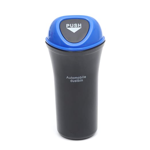 Healifty Portable Trash Can with Leakproof Cover Clip Auto Garbage Bin Organizer for Vehicle Storage Space Saving Blue Car Organizer for Snacks Supplies and Pet Food