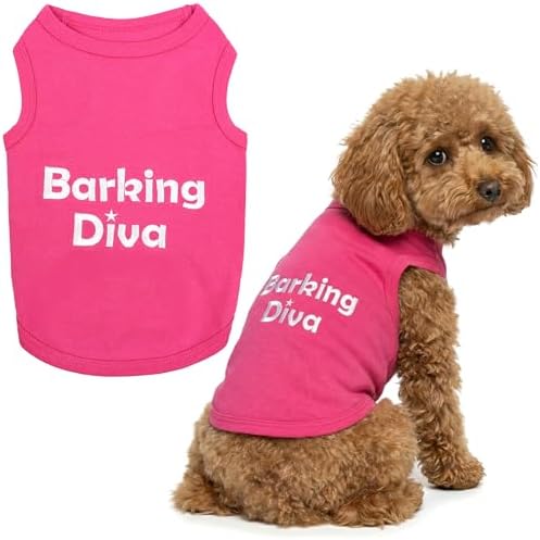 Parisian Pet Dog Shirt – 100% Cotton Barking Diva Shirts for Large Dogs – Pink Sleeveless Puppy Clothes – Lightweight and Breathable Pet Apparel – Girl Dog Clothes - Stretchy T Shirts for Dogs