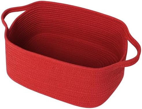 Cute Red Gift Basket, Woven Baskets for Gifts Empty Valentine's Day, Cotton Rope Storage Bin for Organizing, Cat Dog Toy Box, Baby Nursery Organizer, Wicker Easter Basket, Red Room Decor