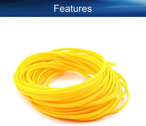 Bettomshin 1Pc 32.8Ft(10m) Cable Management Sleeve, 3/16"(4mm) Width PET Yellow Cord Protector, Wire Loom Tube Insulated Split Sleeving for USB Cable Power Cord Organizer Video Cable Hider