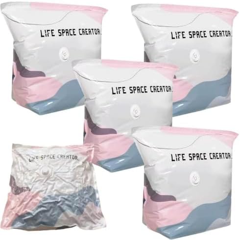 No-Pump Vacuum Storage Bags, Pump-Free Large Capacity Vacuum Storage Bags, Large Vacuum Compression Bags without a Pump for Clothes Bedding Comforters Off-Season Gear (4, S 27×20×12")