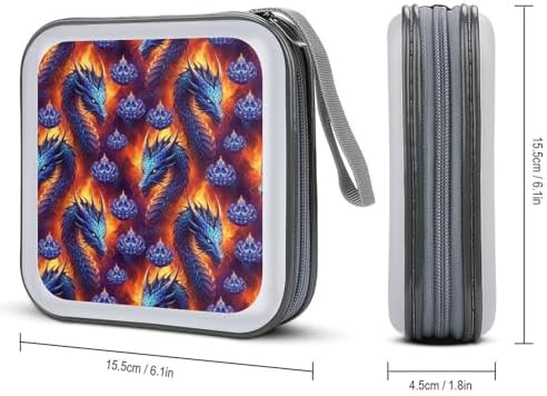 Heavy-Duty DVD Storage Wallet Dragon, Holds 40 Discs, Hard Shell Binder with Carry Handle, Portable Organizer for Movies Music