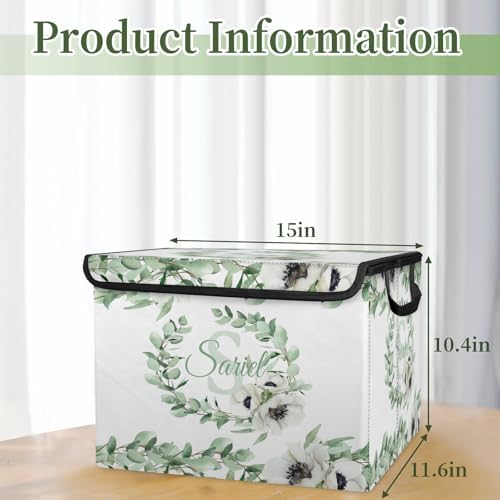Leaf Storage Bin with Lid Personalized Storage Baskets for Organizing Foldable Closet Organizers with Handles,Cute Basket for Boys Girls for Clothes Blanket Pet Dog Toy Basket Storage (1 Pack)