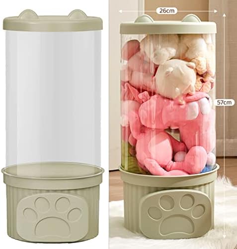 Transparent PET Toy Storage Cylinder with Large Acity and PP Lid for Home Organization (Green)