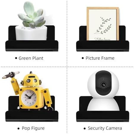 Pack of 3 Wall Mount Shelves for Security Cameras Remote Controls Modern Organization Living Room Bathroom Storage Solut