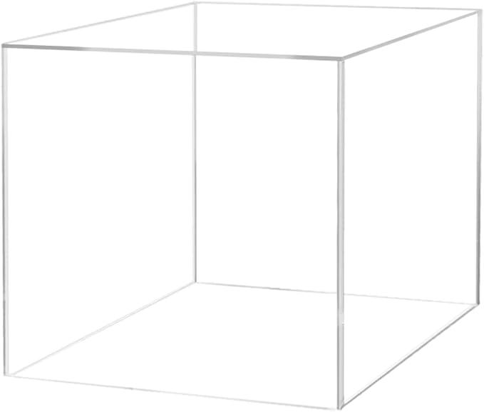 Marketing Holders 14 Inch Acrylic Display Riser Box with One Open Side No Lid Hollow Versatile One Piece Clear Square Retail Merchandise Storage Bin or Product Platform