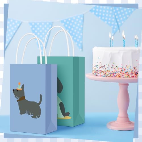 Trnayi 16 Pcs Pet Dog Themed Birthday Party Decorations Retro Puppy Party Favors Supplies 10.6 x 5.1x 3.1 Inches Cute Tote Bags Gift for Cookies Cupcakes Desserts Birthday Baby Shower Table Decor