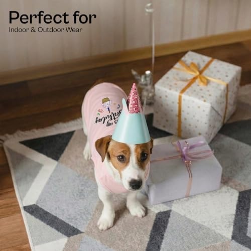 Parisian Pet Dog Shirt – 100% Cotton Shirts for Medium Dogs – Pink Sleeveless Puppy Clothes – Lightweight and Breathable Dog Birthday Shirt – Girl Dogs Clothes - Stretchy Pet T Shirts