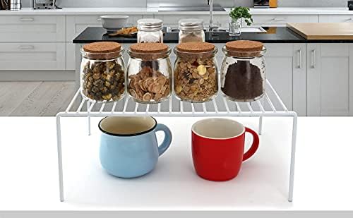 Redrubbit Large (15.7 x 9.4 Inch) Cabinet Storage Shelf Rack, Set of 6, Rustproof, Minimalist, White, Metal Steel, 6 Shelves, Kitchen, Bathroom, Bedroom, Freestanding, No Assembly Required