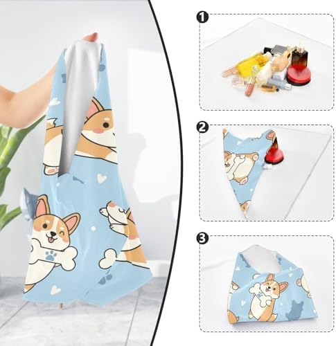 Emelivor Cute Pets Dogs Blue Pattern Self-Adhesive Magic Cloth Makeup Bag Foldable Cosmetic Bag for Travelling Protector Wrapper for Camera Travel Makeup Organizer for Cosmetics, 17.7x17.7in