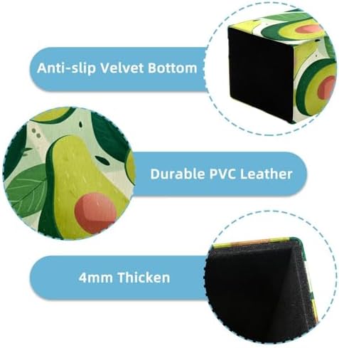 Cute Green Fruit Pen Holder for Desk Decor, Rectangular PVC Leather Pencil Cup for Desk Pen Organizer, Makeup Brush Holder for School, Home, Office