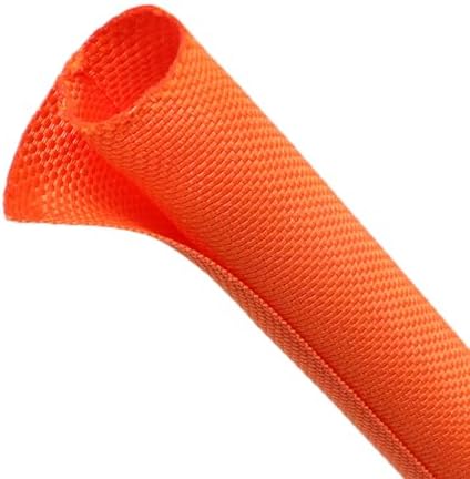 Automotive Wire Loom Tubing, Split Braided Cord Protectors from Pets No Chew, Flexible Cable Sleeve Cable Management for TV/Computer/Electric Wires (Orange, 3/8"-10ft)