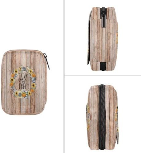 Pill Organizer Box Autumn Farm Wreath 7-Day Weekly Medicine Pill Case Travel Pill Container Portable Pill Holder Storage Purse Bag Small Compact Size for Vitamin Supplement Birth Control