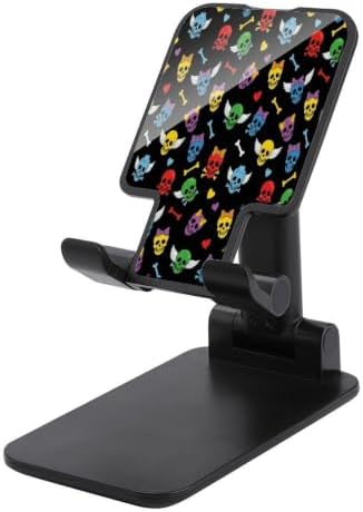 Collapsible Black Colorful Love Hearts Funny Skulls Desktop Phone Holder
