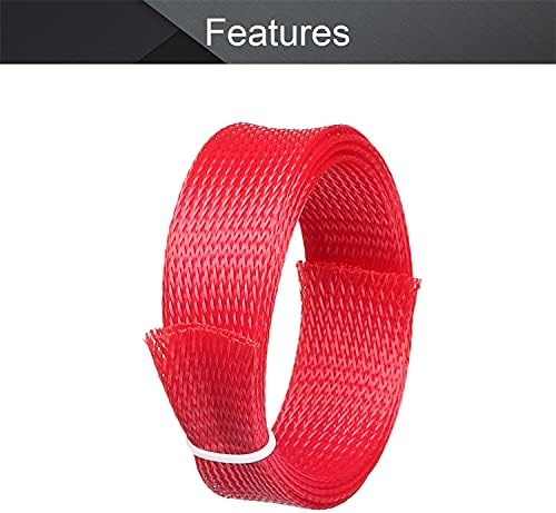 Othmro 1m/3.28ft PET Expandable Braid Cable Sleeving Flexible Wire Mesh Sleeve Red-Protect Cables from Pet Bites