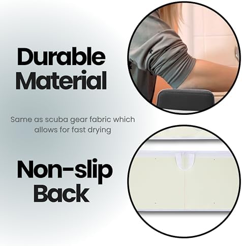 Supa Ant Bath Kneeler –8 Suction Cups & 1.5" Padding.Certified Non Toxic Bath Kneeling Pad for Bath Tub & 5 Bath Toy Organizer. Fast Dry Baby Bath Kneeler and Elbow Rest Pad Set Charcoal