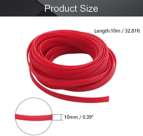 Othmro 32.8ft Length Expandable PET Flexible Braided Cable Sleeves 0.39in Width Wire Loom Sleeving and Organizers Flexible Wire Mesh Sleeves for TV Audio PC Computer Cords from Pet Chewing Red