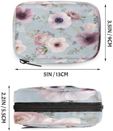 Travel Pill Organizer Watercolor Light Blue Pink Flower Pill Case
