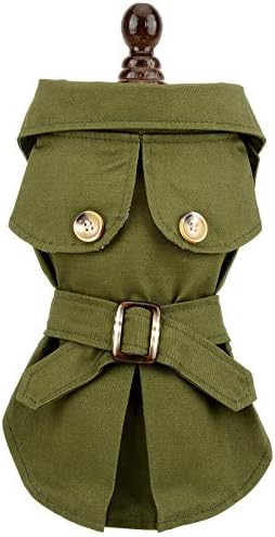 PAIDEFUL Trench Coat for Small Dogs, Green, L