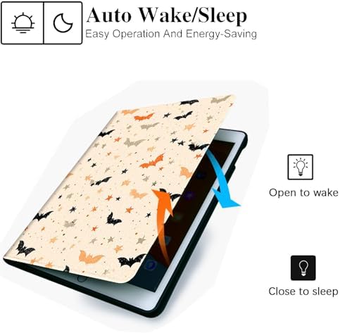 for Microsoft Surface Go 4/3/2/1-10.5" 2021 Tablet Case,Auto Wake/Sleep,Adjustable Stand Protective Cover - Halloween Bat Star