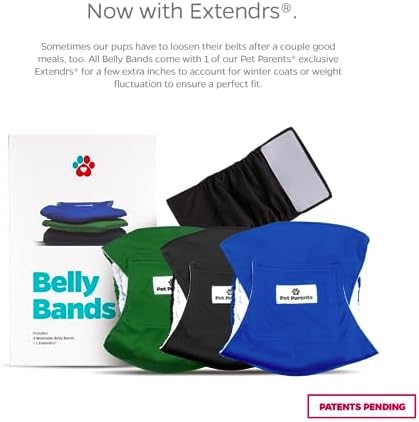 Pet Parents Washable Belly Bands for Dogs (3pack) + Extendrs Durable Dog Diapers & Wraps (X-Small, Gentlemen)
