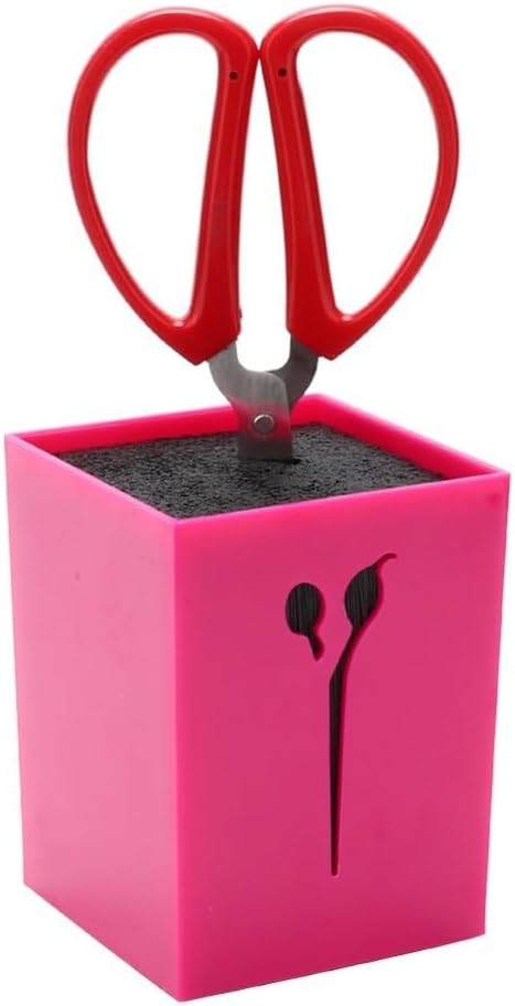Scissor Holder Storage Box, ABS PET Hairdressing Shear Organizer with Anti-Slip Base, 4.13 x 3.19 in(Rose Red)