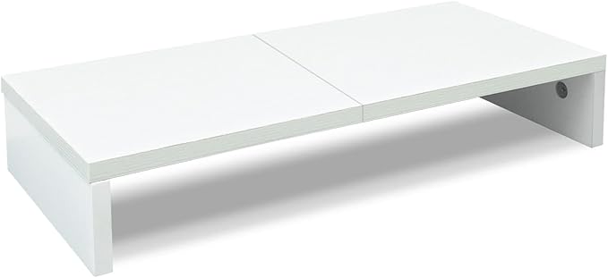 TEAMIX 20 inch White Monitor Stand Riser, Wood Desktop Computer Stand | Fits Laptop, Printer, TV, PC Tower, Full Keyboard Storage Underneath, Ergonomic, Desk Organizer for Home Office Gaming Vanity