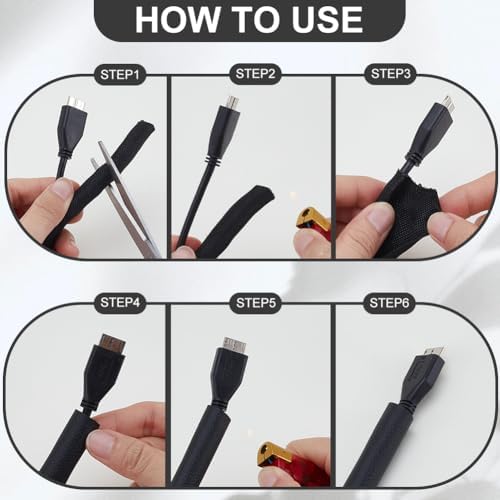 UNICRAFTALE Cable Wrap Cord Protector from Cats Dogs 5m Black Flexible Cable Sleeve for Cable Management Polyester Cable Cord Organizer Protect Cords from Pets for TV Computer Home Theater Office