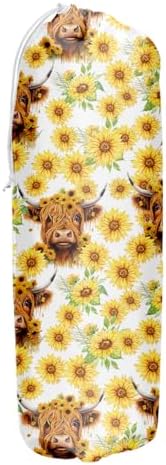 Highland Cattle Cow Plastic Bag Holder, Grocery Bag Holder for Kitchen | Plastic Bag Storage Organizer, Plastic Bag Holders for Grocery Bags Sunflower Home Kitchen Decor Gifts for Women Mom Grandma
